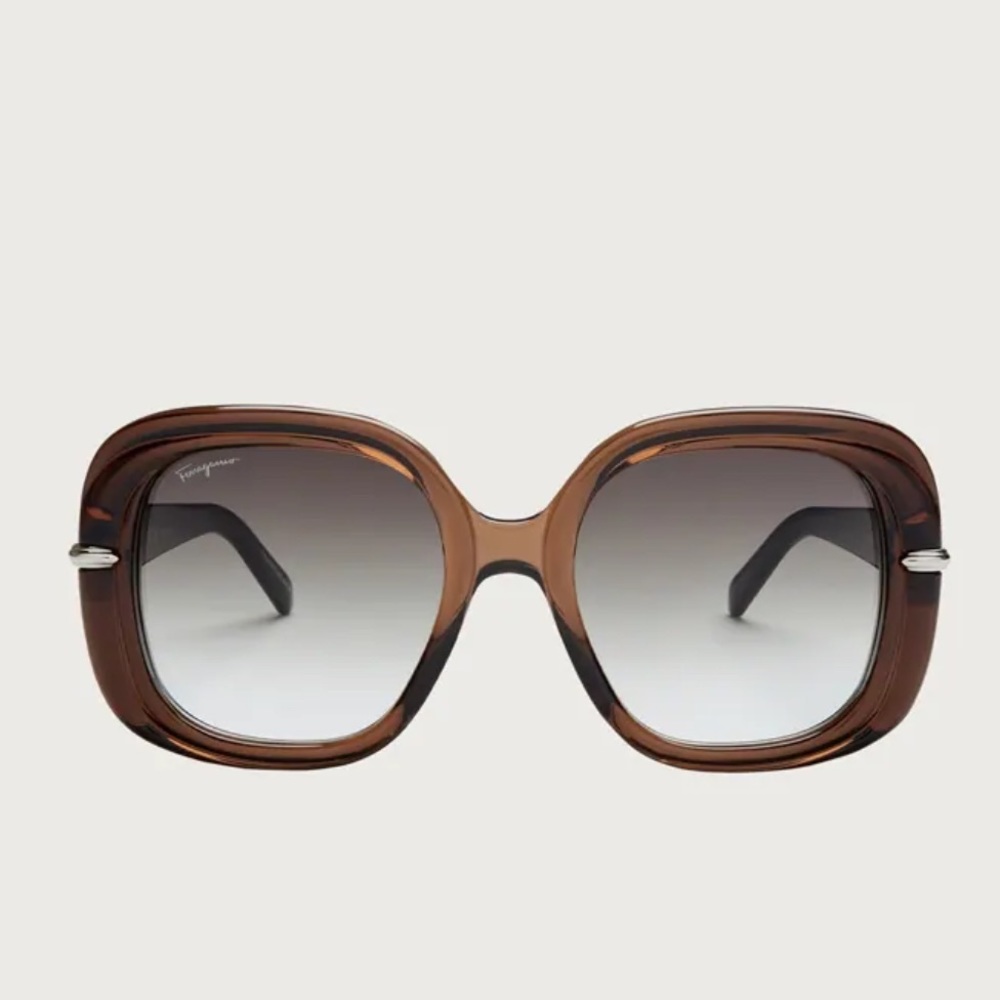Ferragamo oversized round tortoiseshell sunglasses